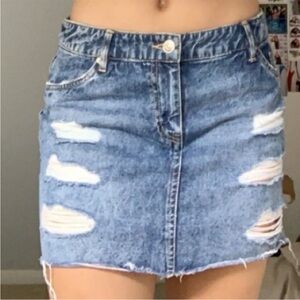 Divided Distressed Denim Skirt